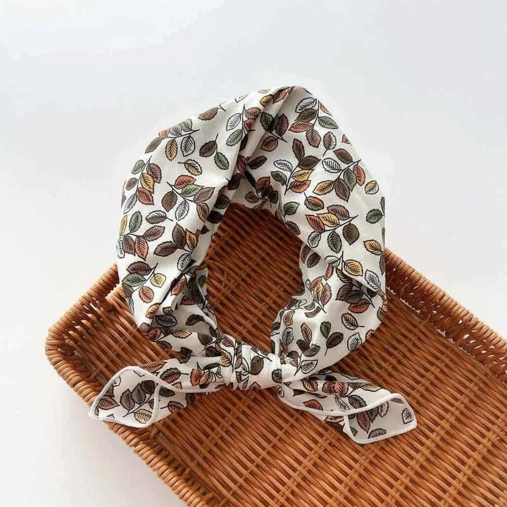 Bandana En Coton blanc femme à motif feuilles - BoucleAura