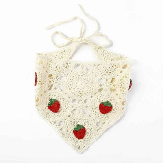 Bandana pour cheveux femme crochet beige - BoucleAura