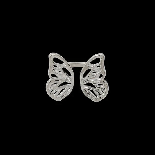 Anneau De Foulard papillon ajouré argenté