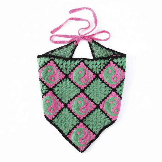 Bandana pour cheveux multicolore en crochet yin yang - BoucleAura