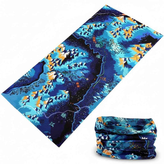 Tour De Cou Bandana bleu personnalisé carte montagne - BoucleAura