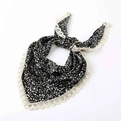 Bandana pour cheveux femme noir à fleurs - BoucleAura