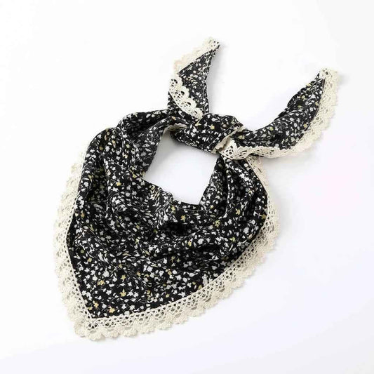 Bandana pour cheveux femme noir à fleurs - BoucleAura