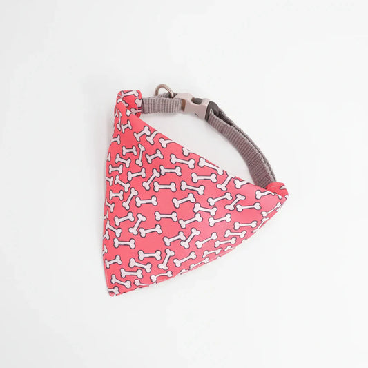 Bandana Pour Chien rose avec os blancs