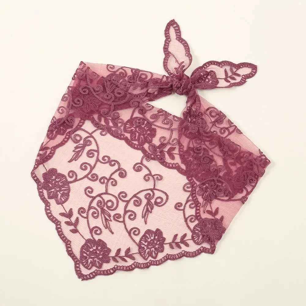 Bandana pour cheveux femme gris en dentelle - BoucleAura