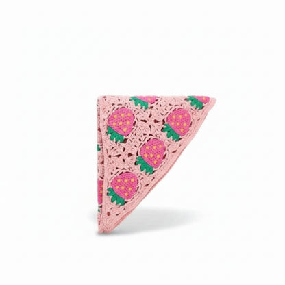 Bandana pour cheveux femme rose motif fraises