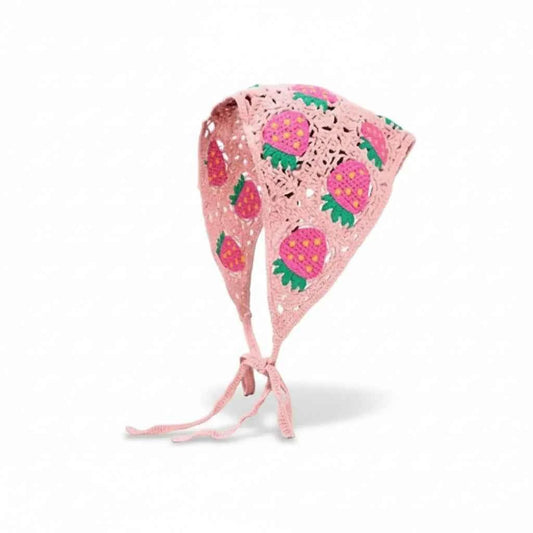 Bandana pour cheveux femme rose motif fraises - BoucleAura