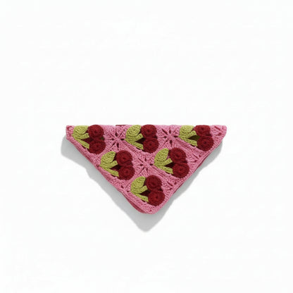 Bandana pour cheveux femme rose crochet floral