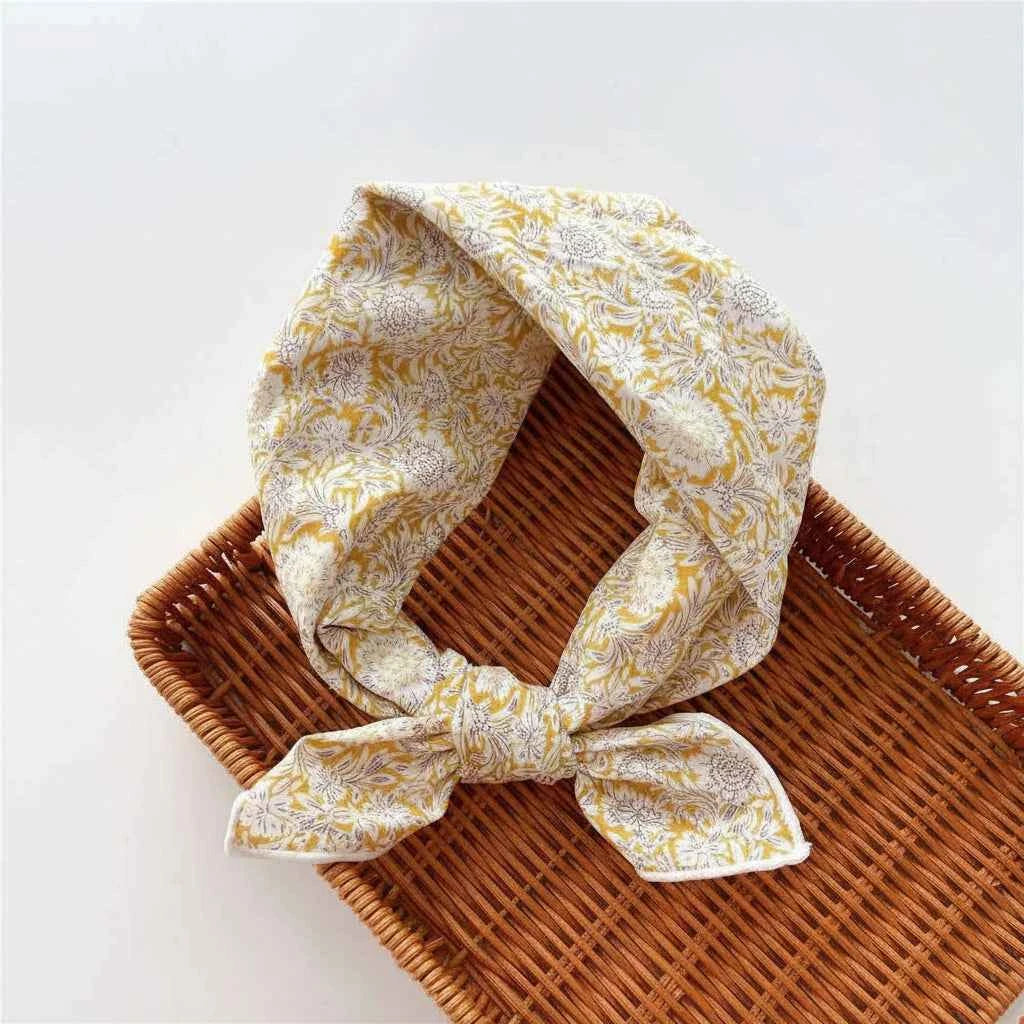 Bandana En Coton jaune à fleurs - BoucleAura