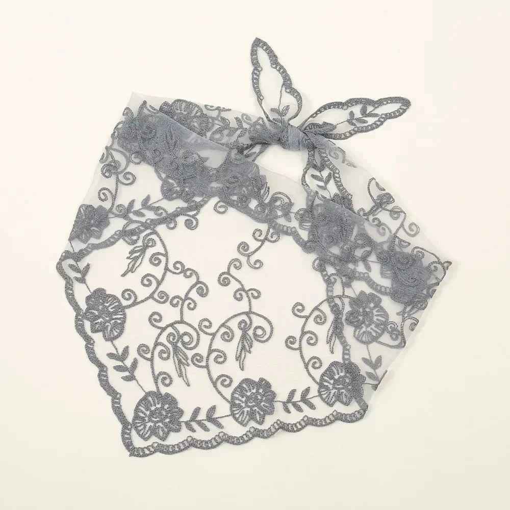 Bandana pour cheveux femme gris en dentelle - BoucleAura