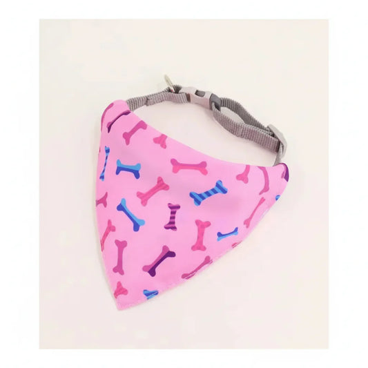 Bandana Pour Chien rose avec os bleus