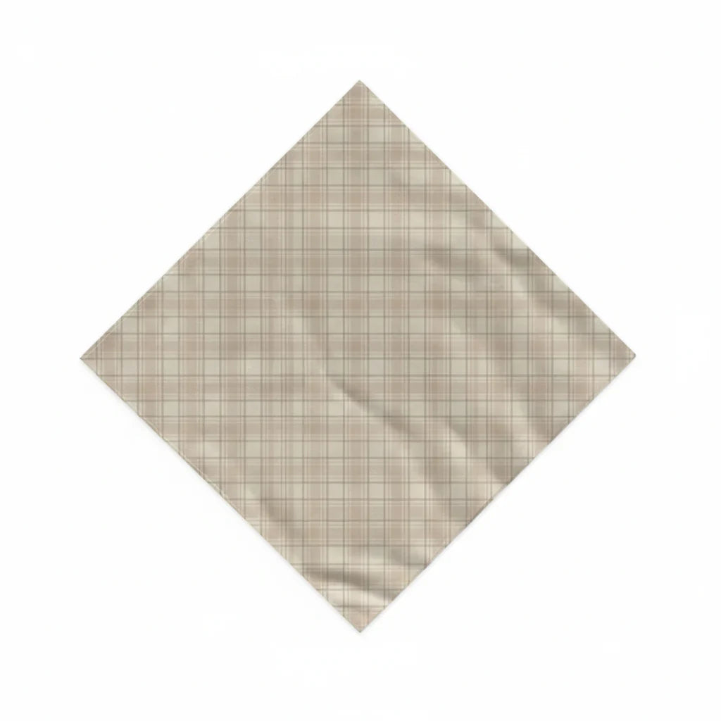 Bandana Pour Chien beige à carreaux fins