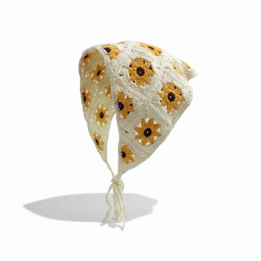 Bandana pour cheveux femme beige à petites fleurs - BoucleAura