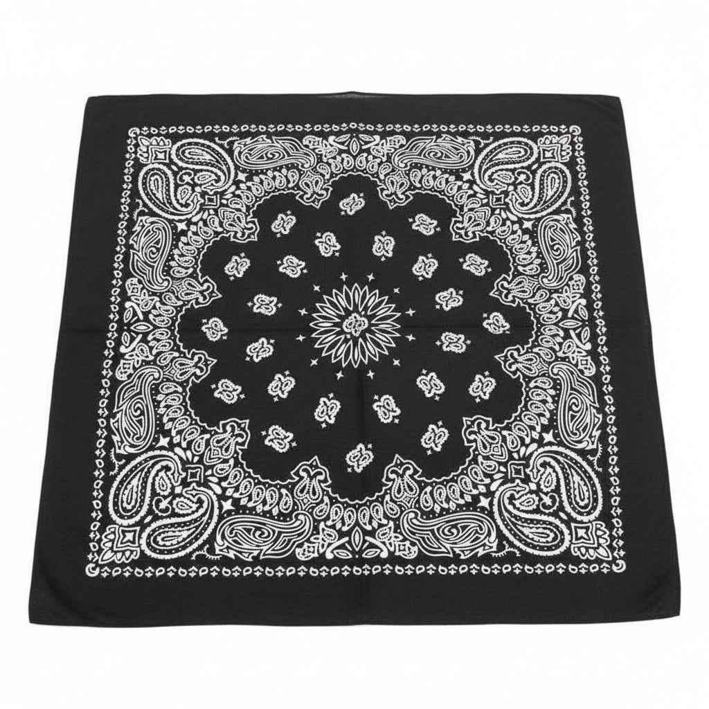 Bandana en coton noir homme motif paisley - BoucleAura
