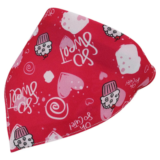 Bandana Pour Chien rouge avec cupcakes roses