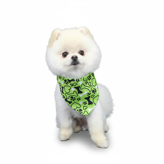 Bandana Pour Chien vert avec os et pattes