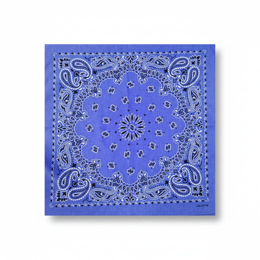 Bandana en coton bleu motif cachemire - BoucleAura