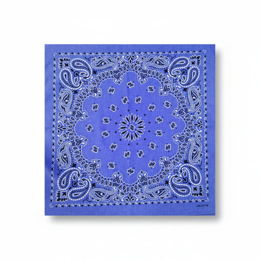 Bandana en coton bleu motif cachemire - BoucleAura