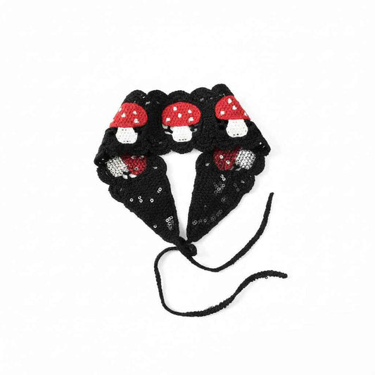 Bandana pour cheveux noir femme crochet champignon - BoucleAura
