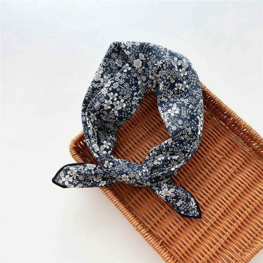 Bandana En Coton bleu à fleurs - BoucleAura