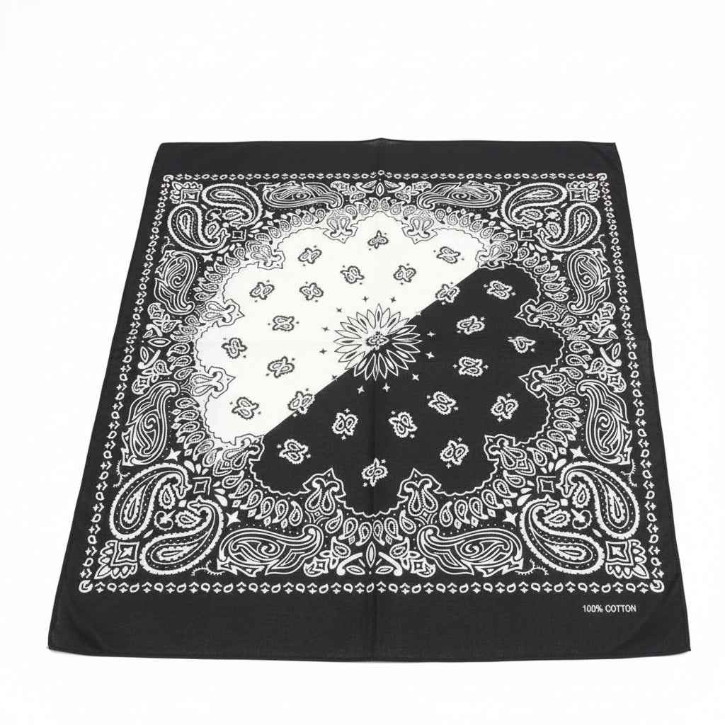 Bandana en coton noir à motifs cachemire - BoucleAura