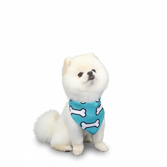 Bandana Pour Chien bleu avec os blancs