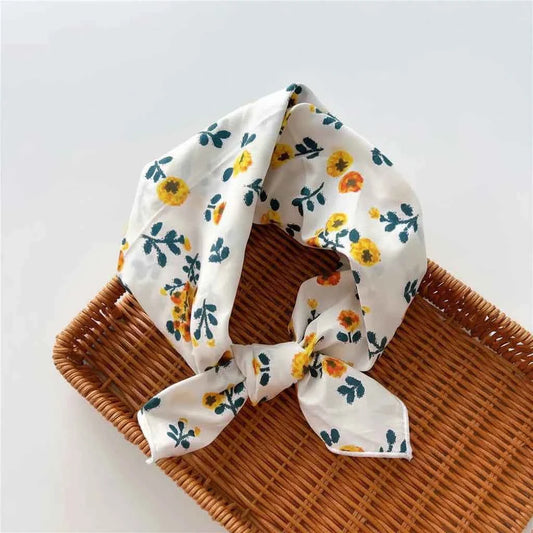 Bandana En Coton blanc à fleurs jaunes femme - BoucleAura