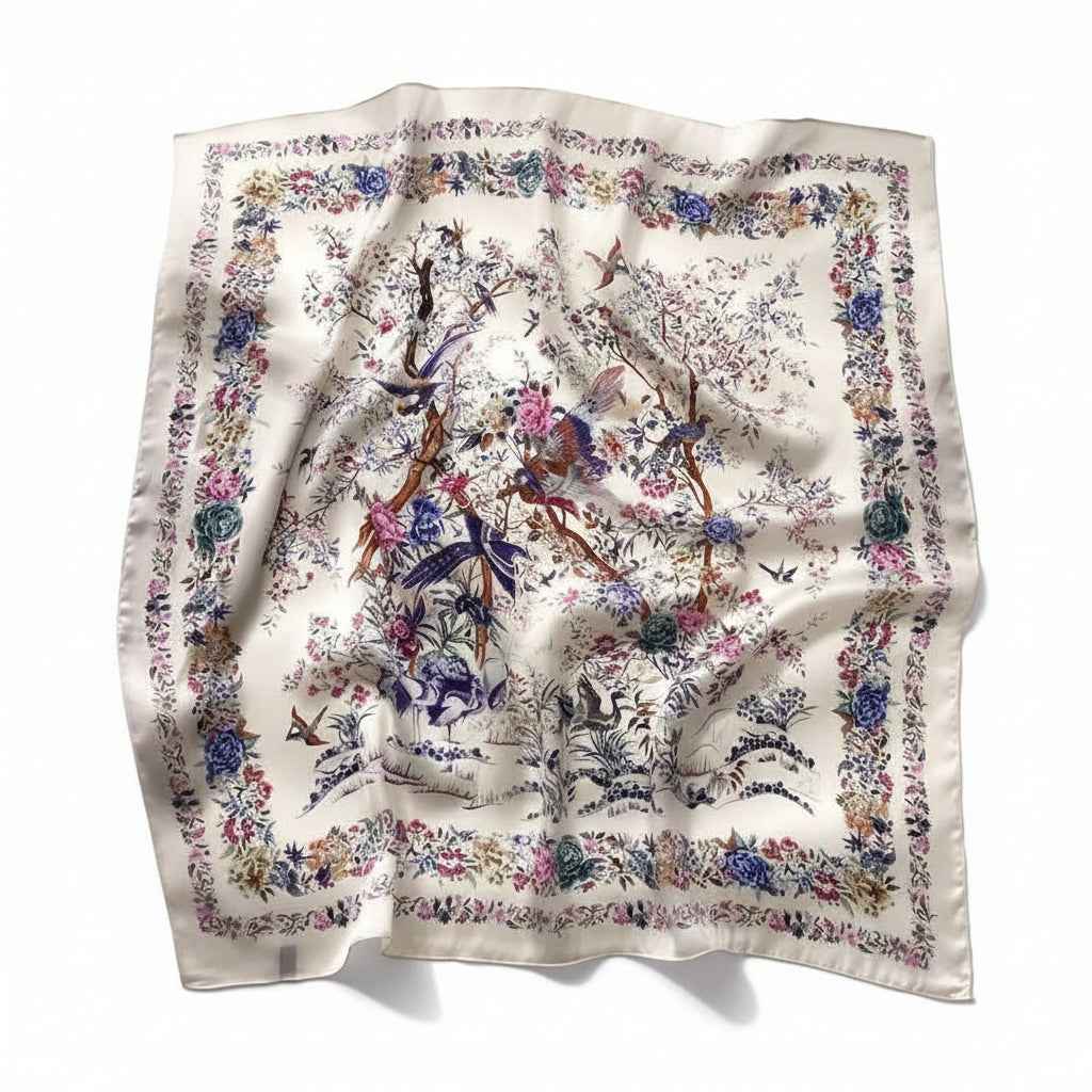 Bandana en soie multicolore à fleurs - BoucleAura