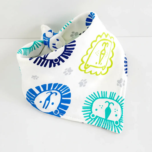 Bandana En Coton blanc à motifs lions bleus