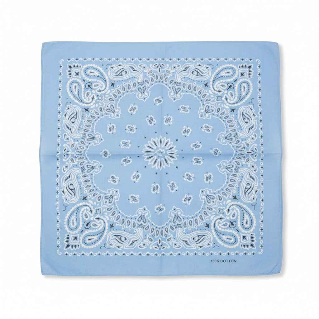 Bandana en coton bleu motif cachemire - BoucleAura