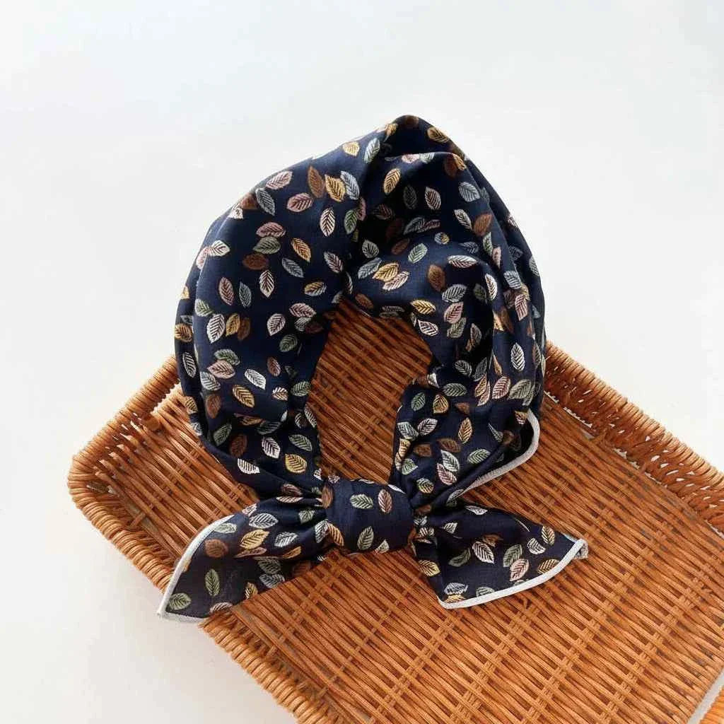 Bandana En Coton femme bleu à motifs feuilles - BoucleAura