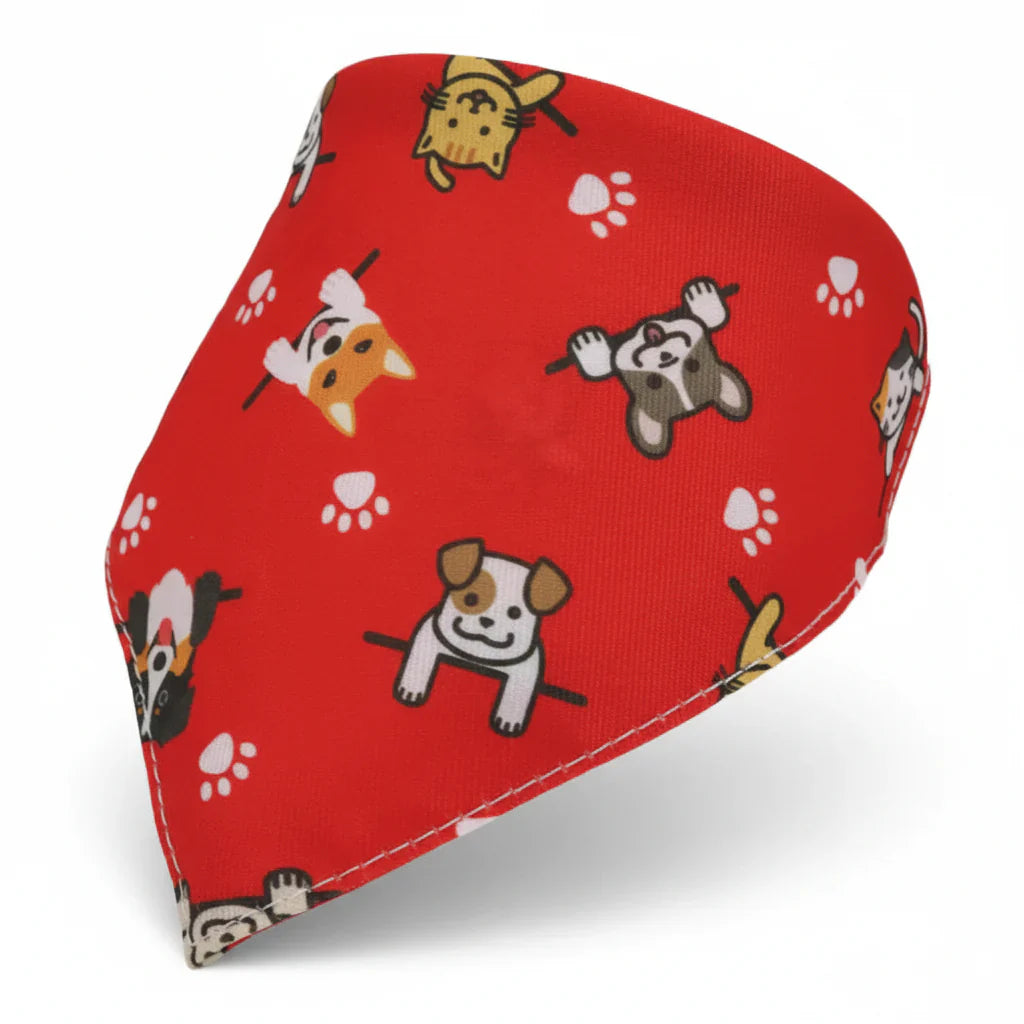 Bandana Pour Chien rouge en coton aux motifs cartoon