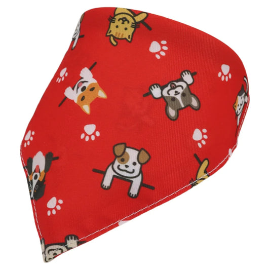 Bandana Pour Chien rouge en coton aux motifs cartoon
