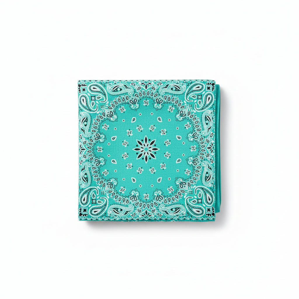 Bandana en coton homme bleu motif cachemire