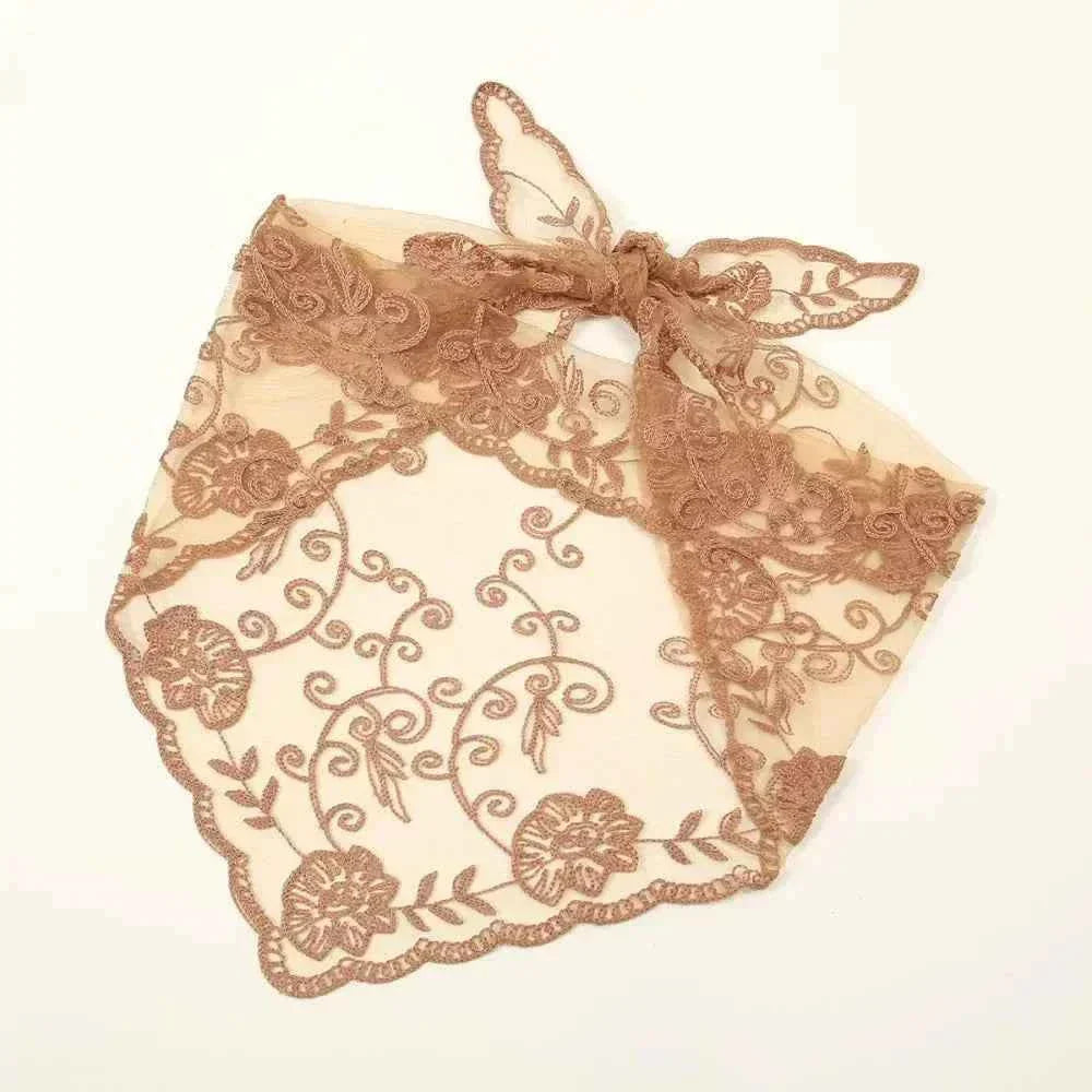 Bandana pour cheveux femme gris en dentelle - BoucleAura