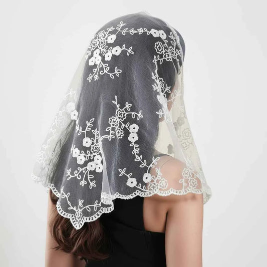 Bandana pour cheveux femme gris en dentelle - BoucleAura