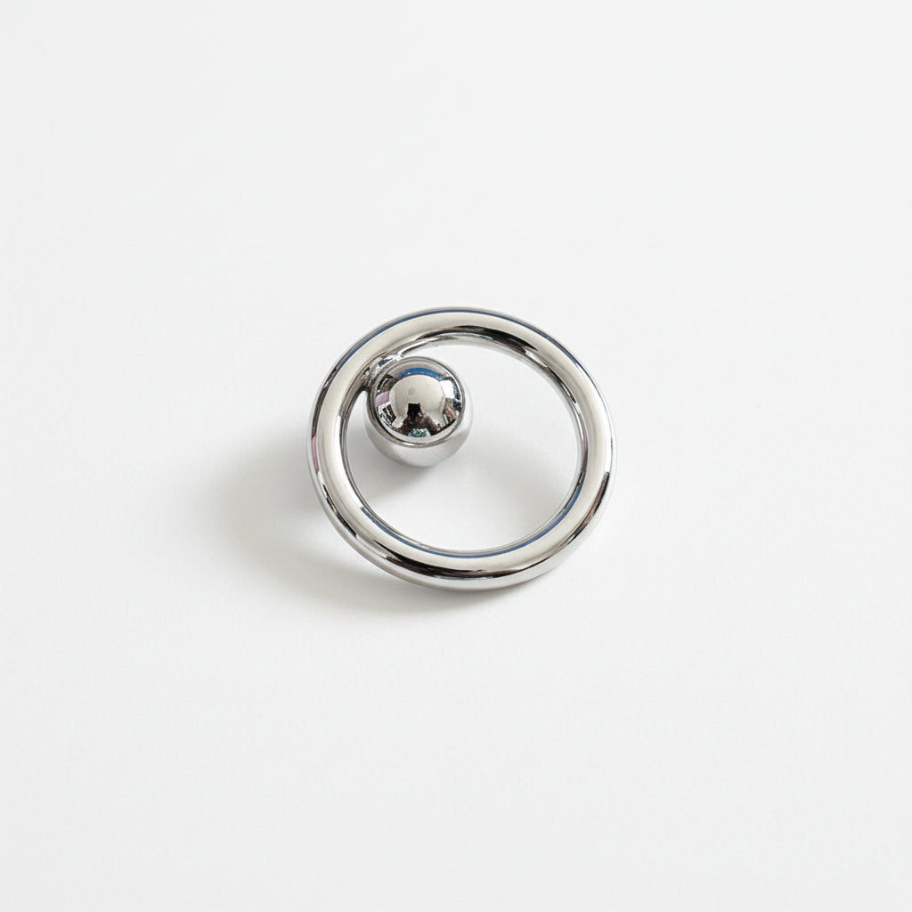 Anneau De Foulard argent métallisé rond asymétrique