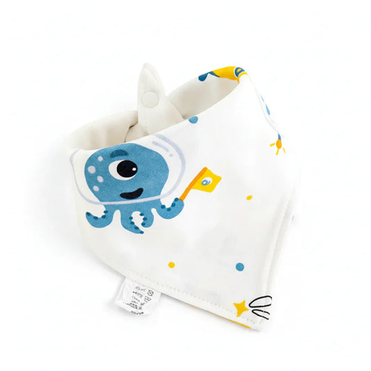 Bandana En Coton blanc avec pieuvre bleue