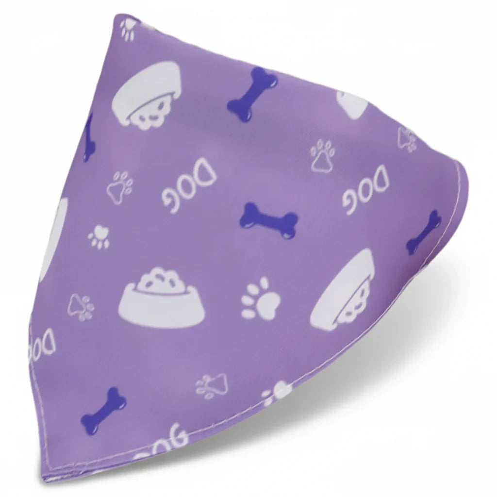 Bandana Pour Chien violet avec os et gamelles