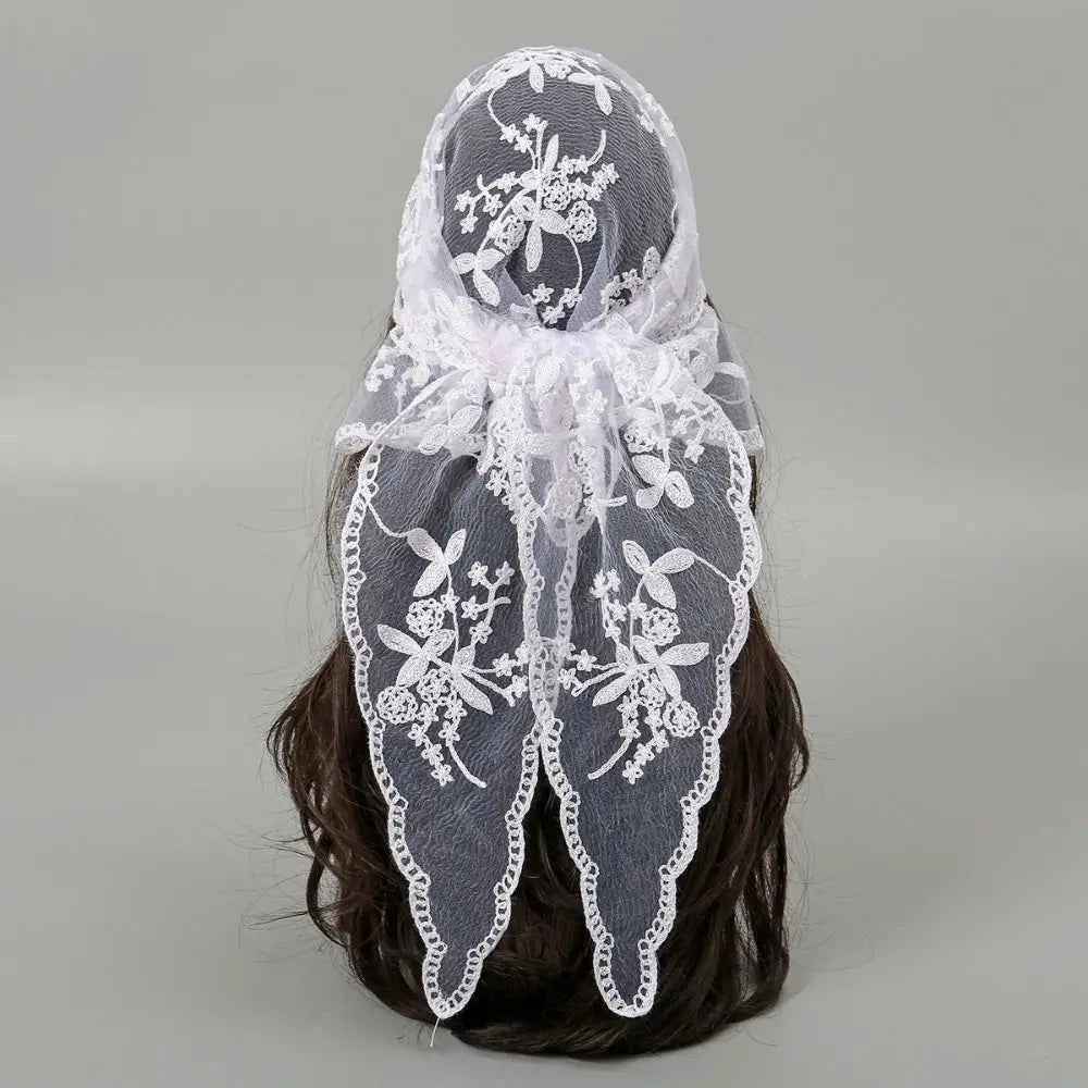 Bandana pour cheveux femme gris en dentelle - BoucleAura