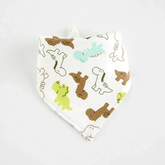 Bandana En Coton blanc avec dinosaures verts