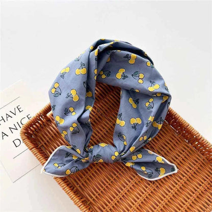 Bandana en coton bleu femme motif cerises - BoucleAura