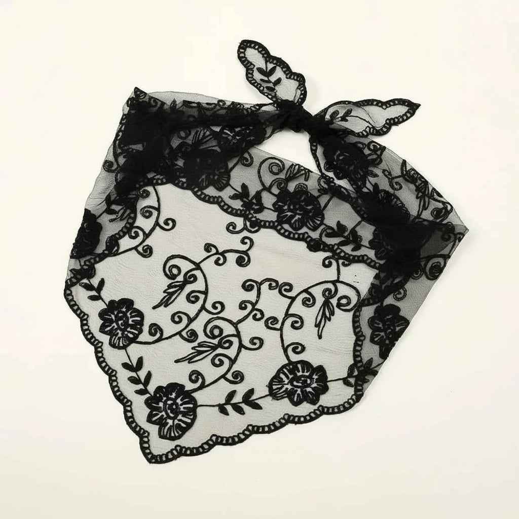 Bandana pour cheveux femme gris en dentelle - BoucleAura