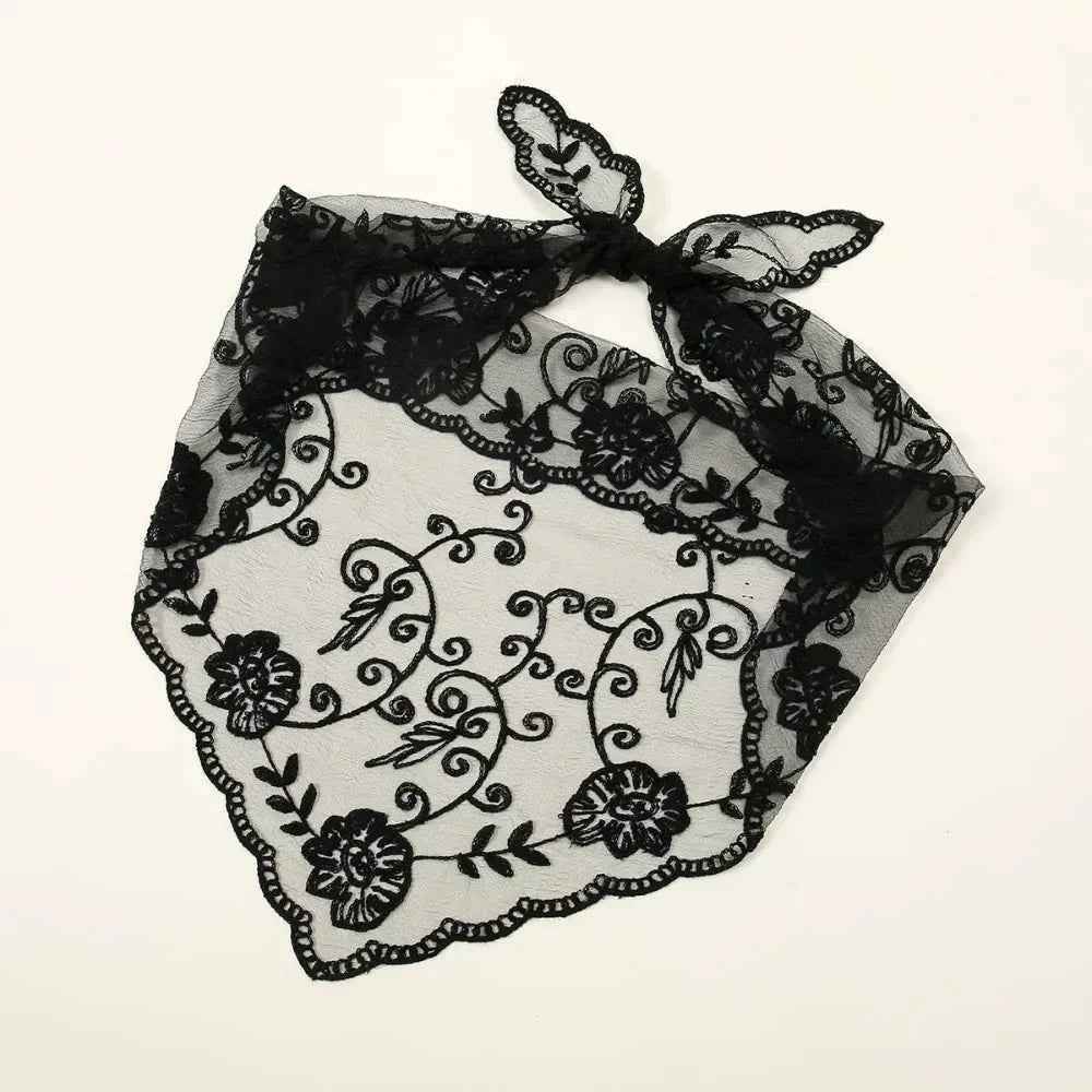 Bandana pour cheveux femme gris en dentelle - BoucleAura
