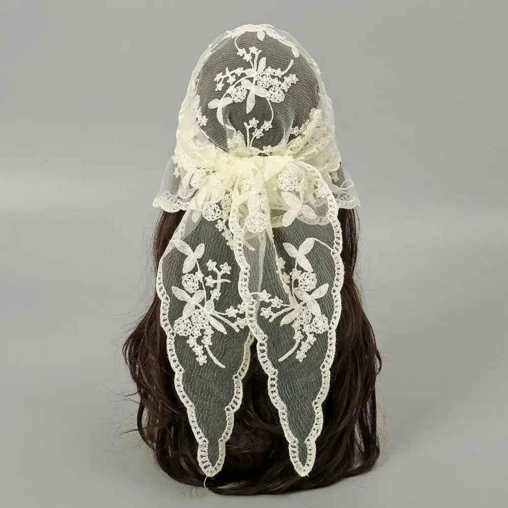 Bandana pour cheveux femme gris en dentelle - BoucleAura