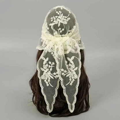 Bandana pour cheveux femme gris en dentelle - BoucleAura