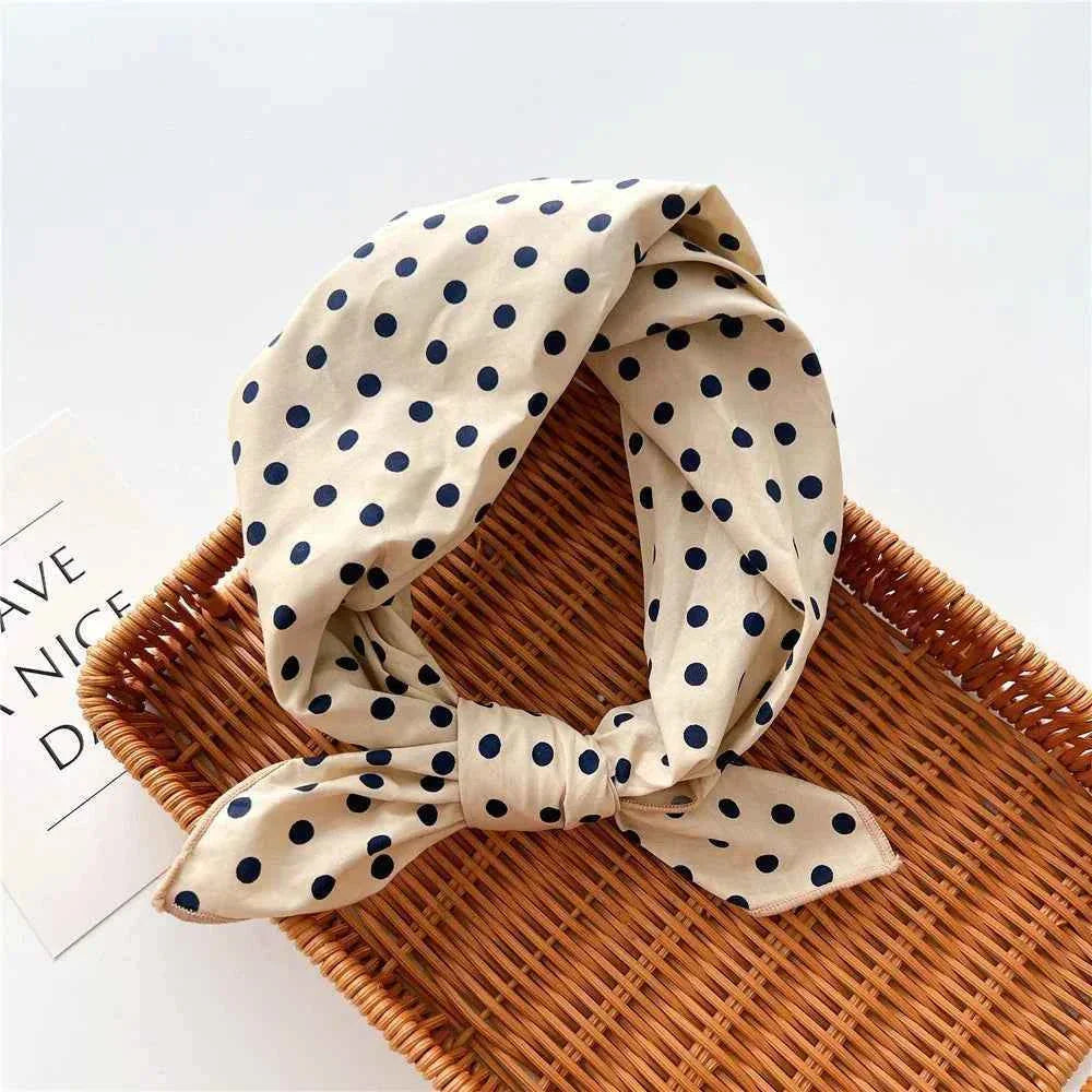 Bandana En Coton beige à pois femme - BoucleAura