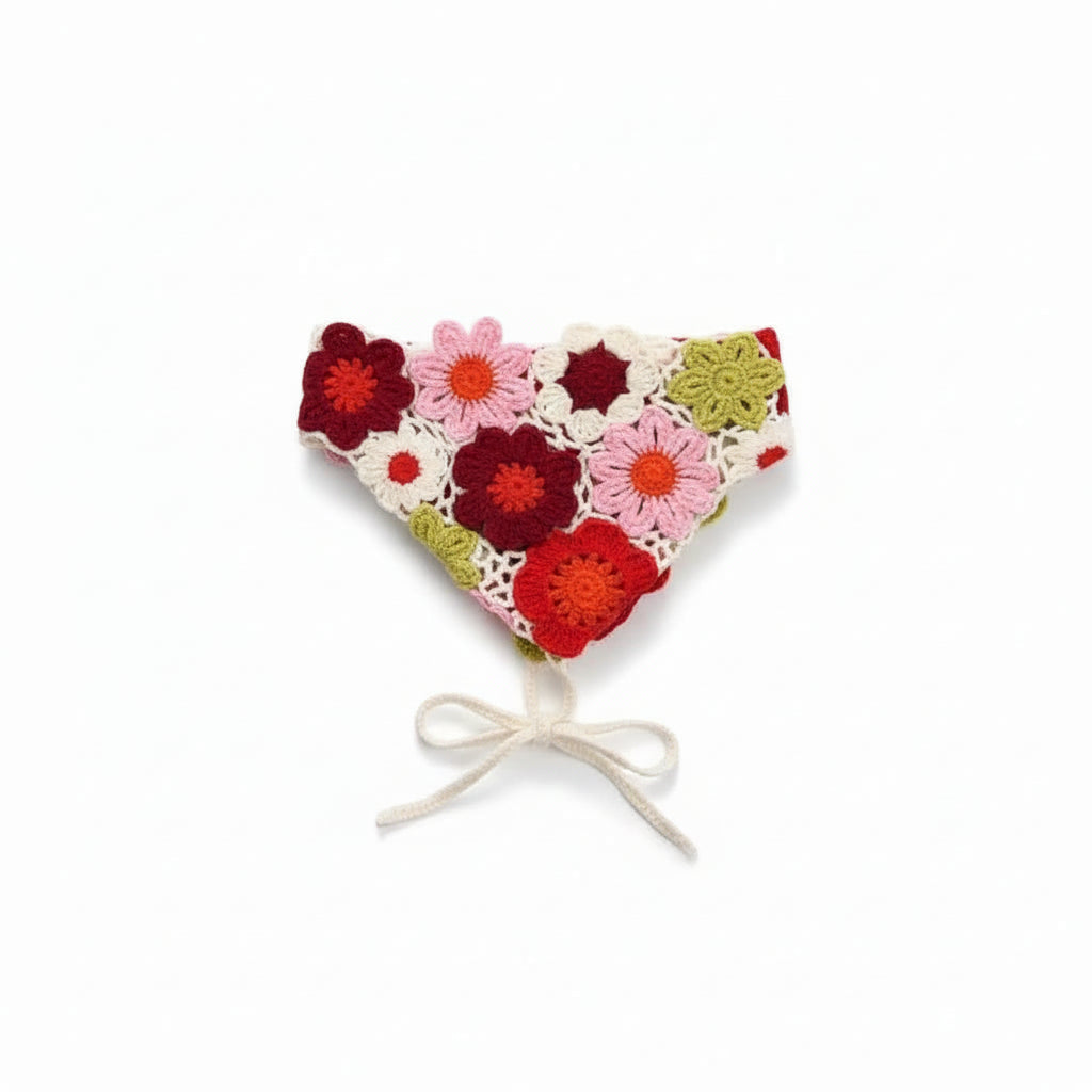 Bandana pour cheveux femme multicolore crochet floral
