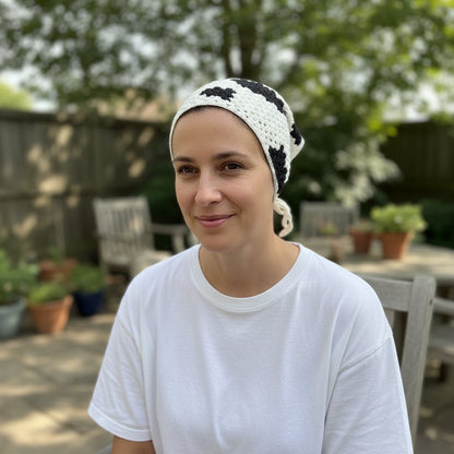 Bandana pour cheveux femme blanc motif vache