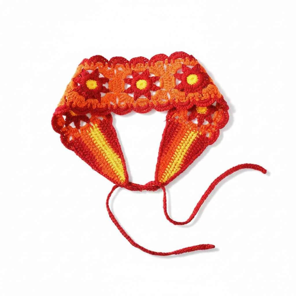 Bandana pour cheveux en crochet rouge pour femme - BoucleAura
